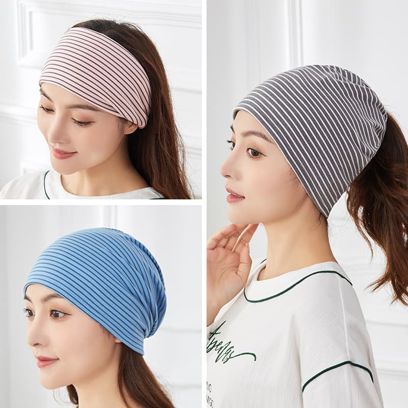 2025 New Four-Season German Velvet Postpartum Maternity Hat, Striped Breathable Warm Headscarf, Maternity Cap