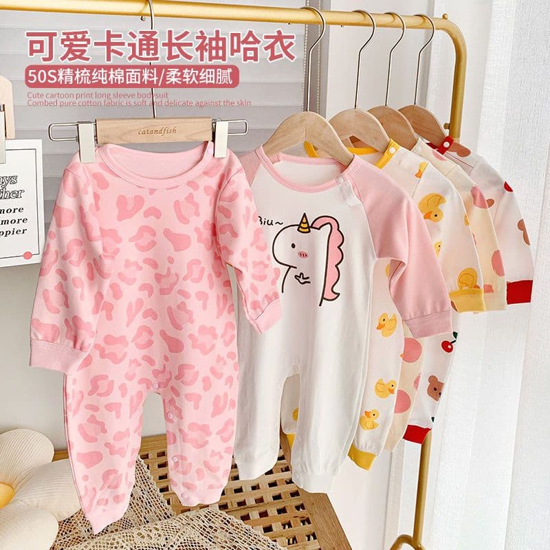 Baby Cotton Long-Sleeve Bodysuit Little Girl 2025 New Autumn Pajamas Romper Newborn Spring-Fall Wear