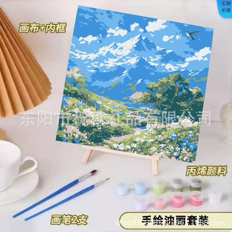 New DIY Digital Oil Painting Small Size Kids Cartoon Coloring Handmade Art Therapeutic Wall Decor Night Market Wholesale