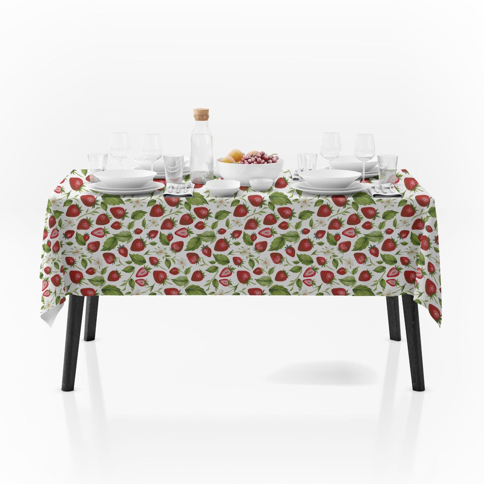 PEVA Tablecloth Oil-Proof Stain-Resistant Waterproof Nordic Thick Coffee Table Cloth No-Wash Rectangular Tablecloth Strawberry Premium Look