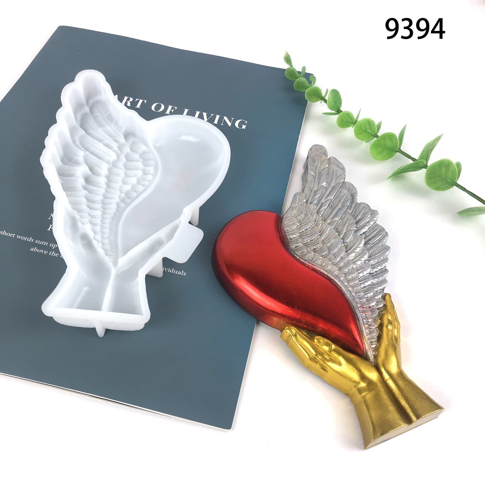 Heart Wing Silicone Mold for Resin Ornaments Wall Sticker Hanging Decoration Semi-3D Handheld Wing Heart Epoxy Resin Mold