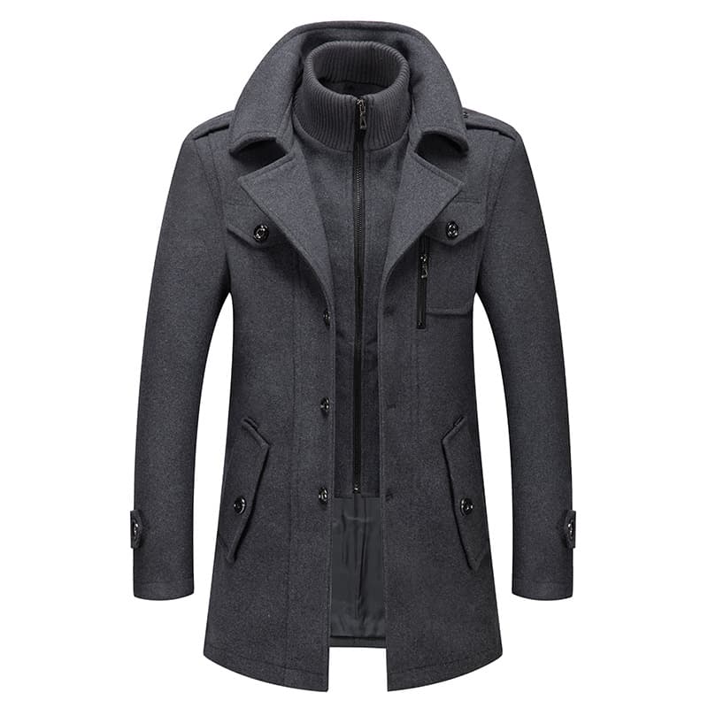 Autumn/Winter New Style Men's Wool Coat, Business Middle-Aged Double Collar Wool Coat, Men's Cross-border Drop Shipping Wool Coat