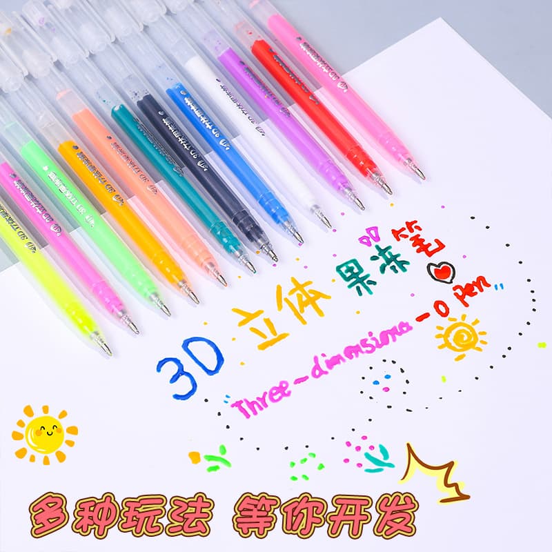 3D Gel Pen Set - Colorful Jelly Pens, Juice Pens, Cute Creative DIY Multi-Color Pens for Students and Girls