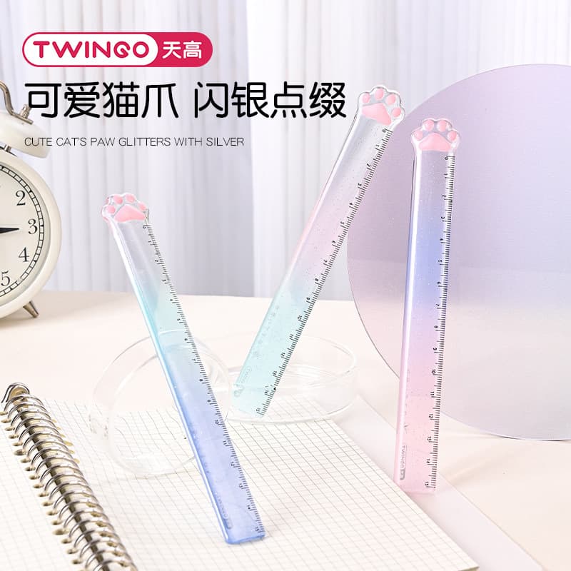 Creative Cat Claw Ruler for Primary School Students Measurement Bookmark Drawing Tool High Aesthetic Value Plastic Straight Ruler