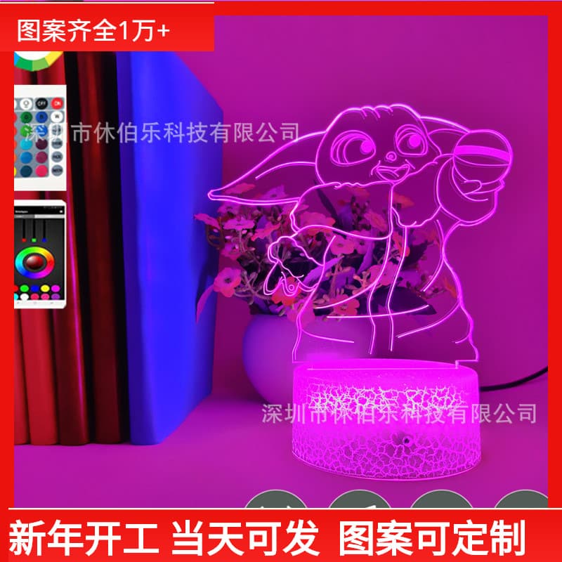 Star Wars Baby Yoda 3D Night Light New Colorful Touch Remote Control Creative Visual Gift LED Desk Lamp