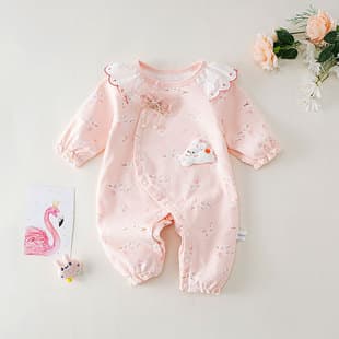 Baby Romper Spring/Autumn Outerwear Double-Layer Full-Month Baby Onesie Newborn Cotton Class A Spring Crawling Suit