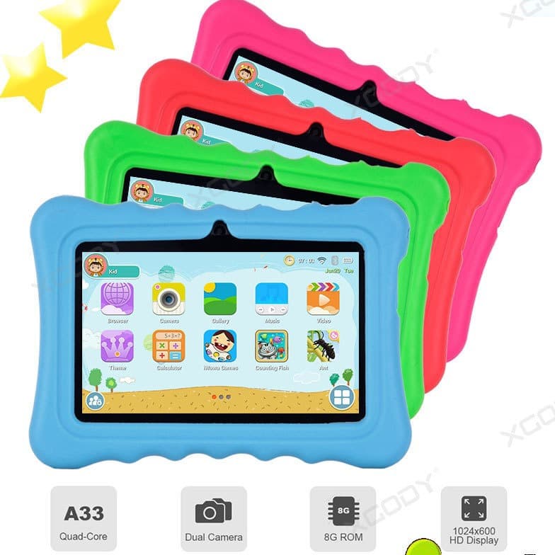 7-inch children's game tablet 4+128 Android 15 Love Doll Painting WFI version comes with leather case Foreign trade version now
