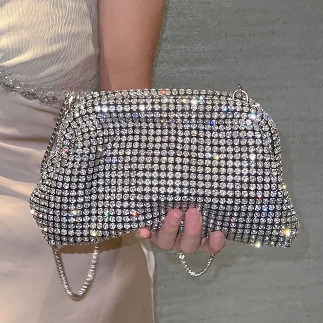 Cross-border 2025 new product full of rhinestones women's bag exquisite women's evening bag evening bag single shoulder crossbody bag clip bag