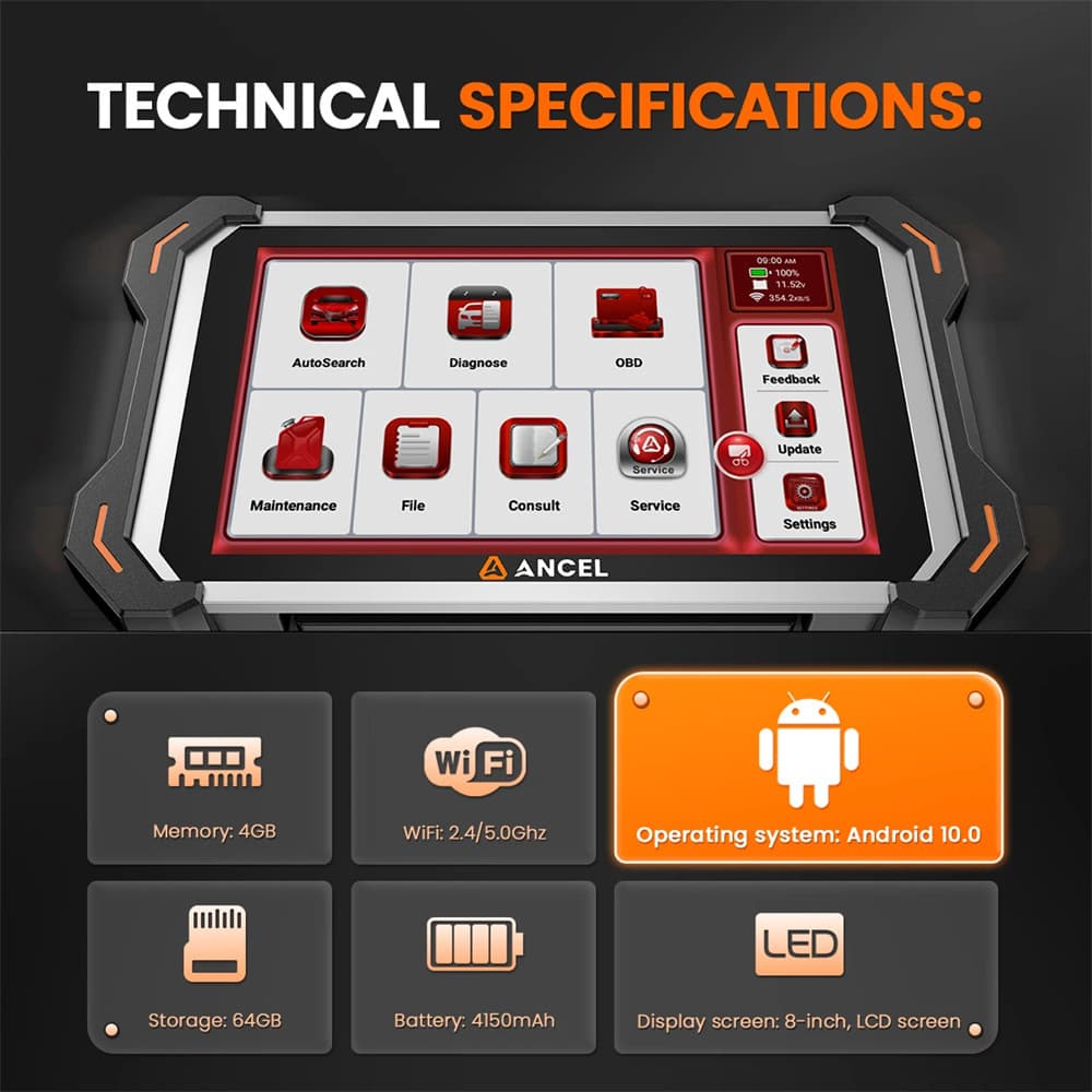 ANCELDS600BT Automotive OBDII Smart Diagnostic Scanner Code Reader Code Clearer Maintenance Reset Tool Overseas Version