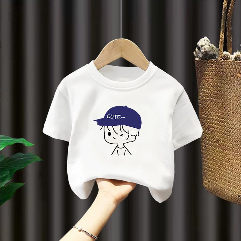 Boys and children class clothes short-sleeved summer pure cotton 2024 new children's clothing thin tops girls t-shirt children 1 year old