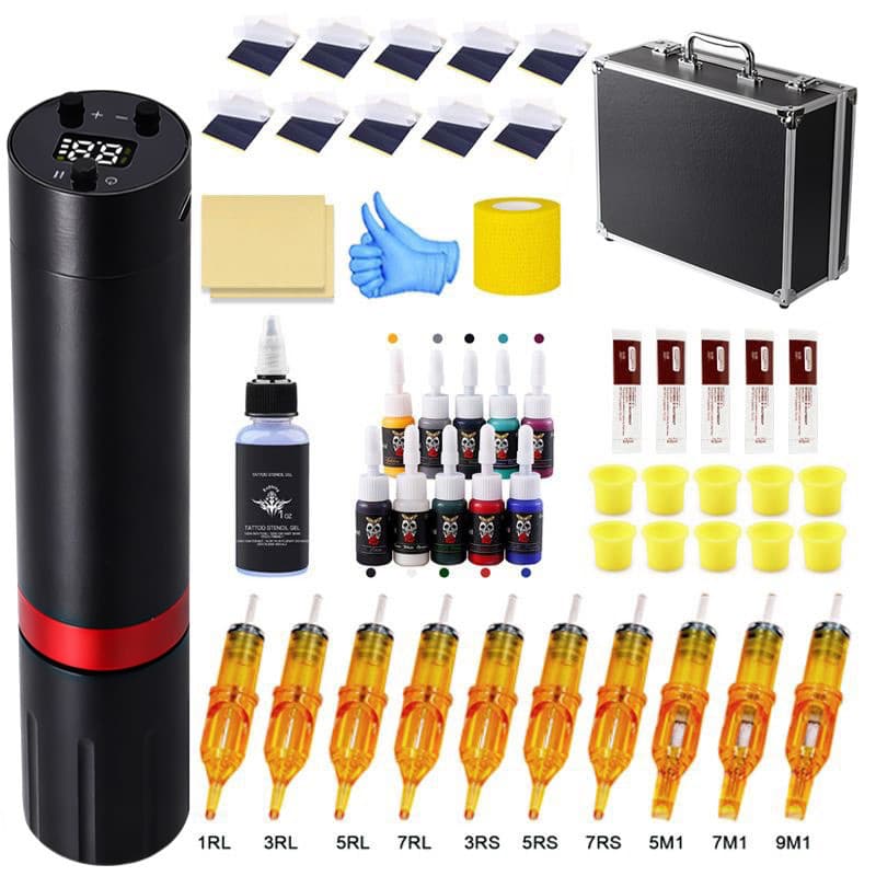 Cross-border Aluminum Alloy Wireless Tattoo Pen with Display Screen Motor Integrated Tattoo Battery Tattoo Pen Kit