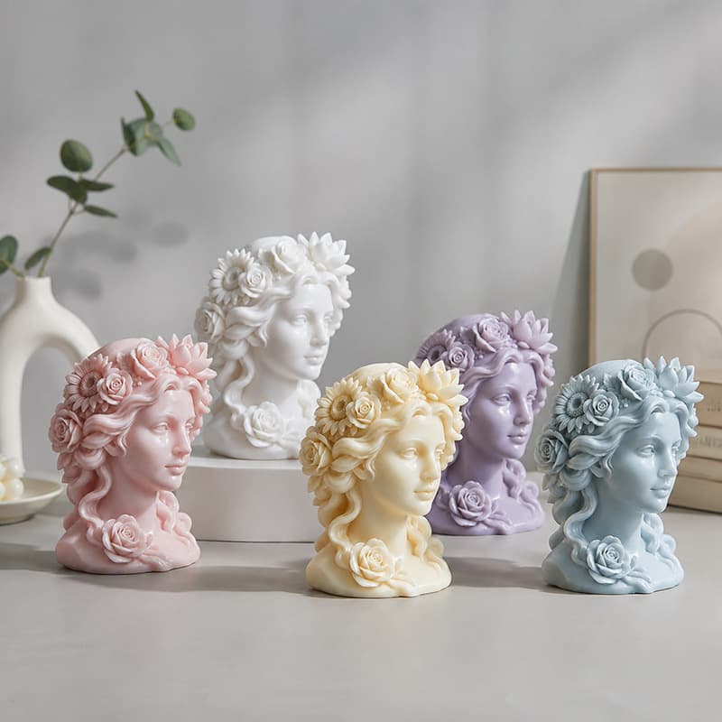 DIY Girl Portrait Aromatherapy Candle Mold, Diffuser Stone Resin Plaster Figurine Silicone Mold, Factory Direct