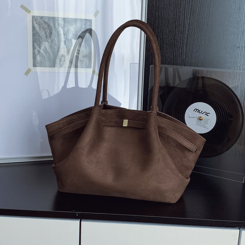 2025 Autumn New Style Leather Suede Minimalist Tote Bag for Women, Large Capacity Shoulder Bag, Stylish Underarm Bag