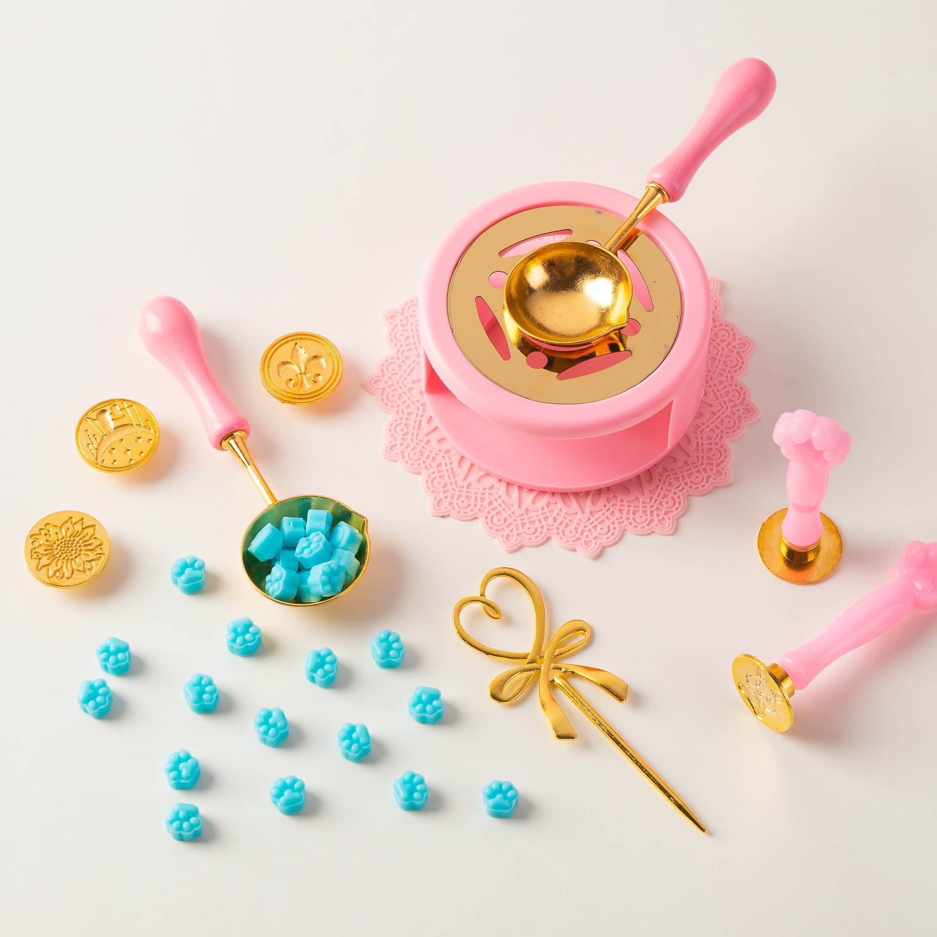 Fire paint seal round stove fire paint full set of wax particles spoon handle mat stirring needle flocking powder kneading glue