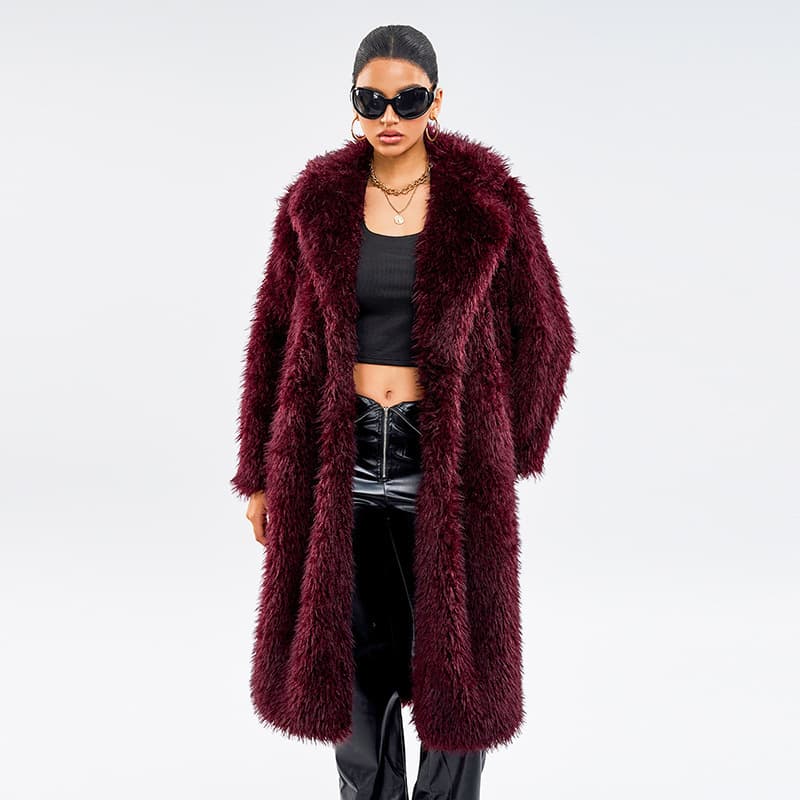 European and American Women's Long Eco-Friendly Faux Fur Coat Fashionable Fur Jacket Snow Fox Fur Coat Winter