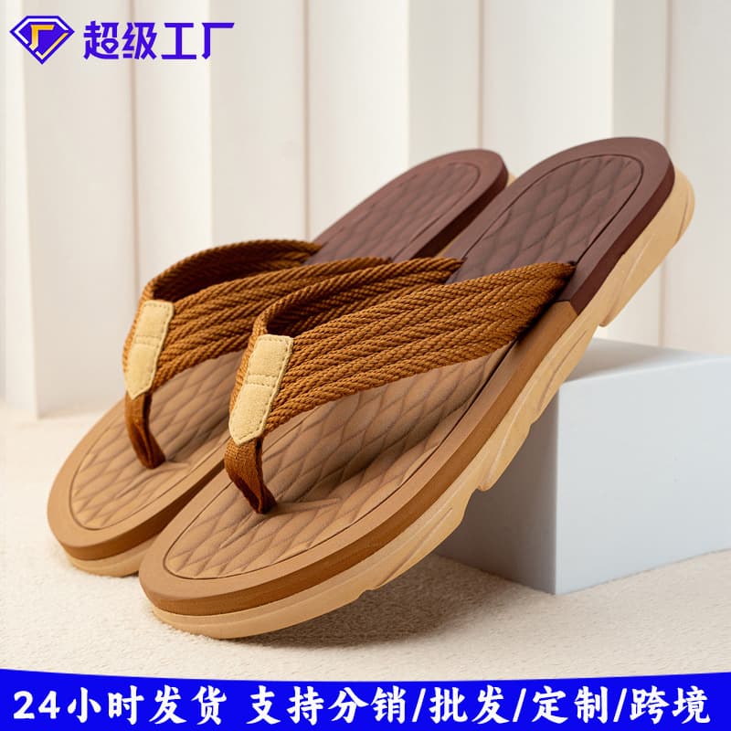 Wholesale men's flip-flops, summer wear, non-slip, wear-resistant, men's casual outdoor beach sandals