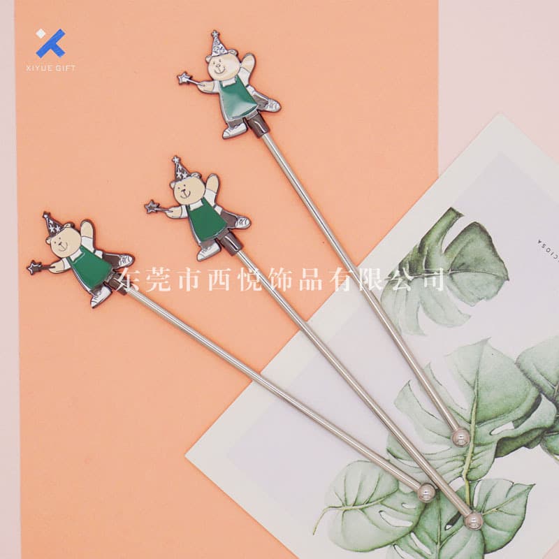 Starbucks Bear Coffee Stirrer Korean Stirring Rod Custom Zinc Alloy Oil-Drop Cocktail Stirrer