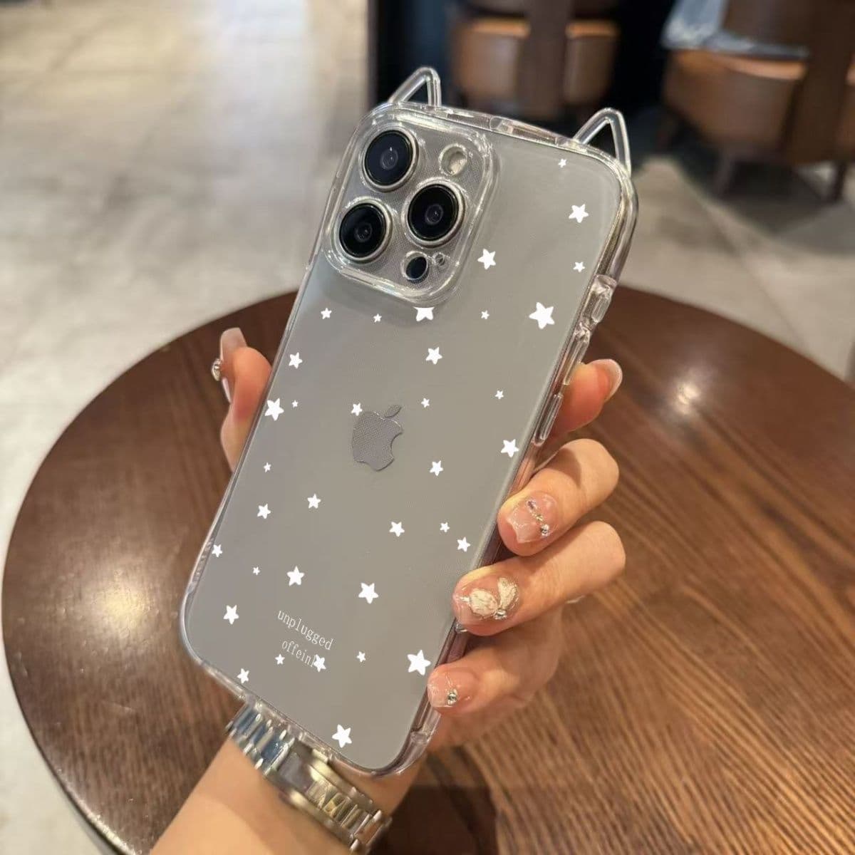 Minimalist Star Case for iPhone 18 Pro Max, Cat Ears, 15 Plus, Transparent, 14, Airbag, 17, 16, Soft Case