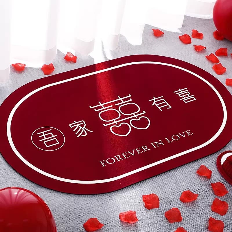 Wedding room layout set, wedding door mat decoration, wedding "Happy" carpet, entrance door mat, living room "Happy" floor mat