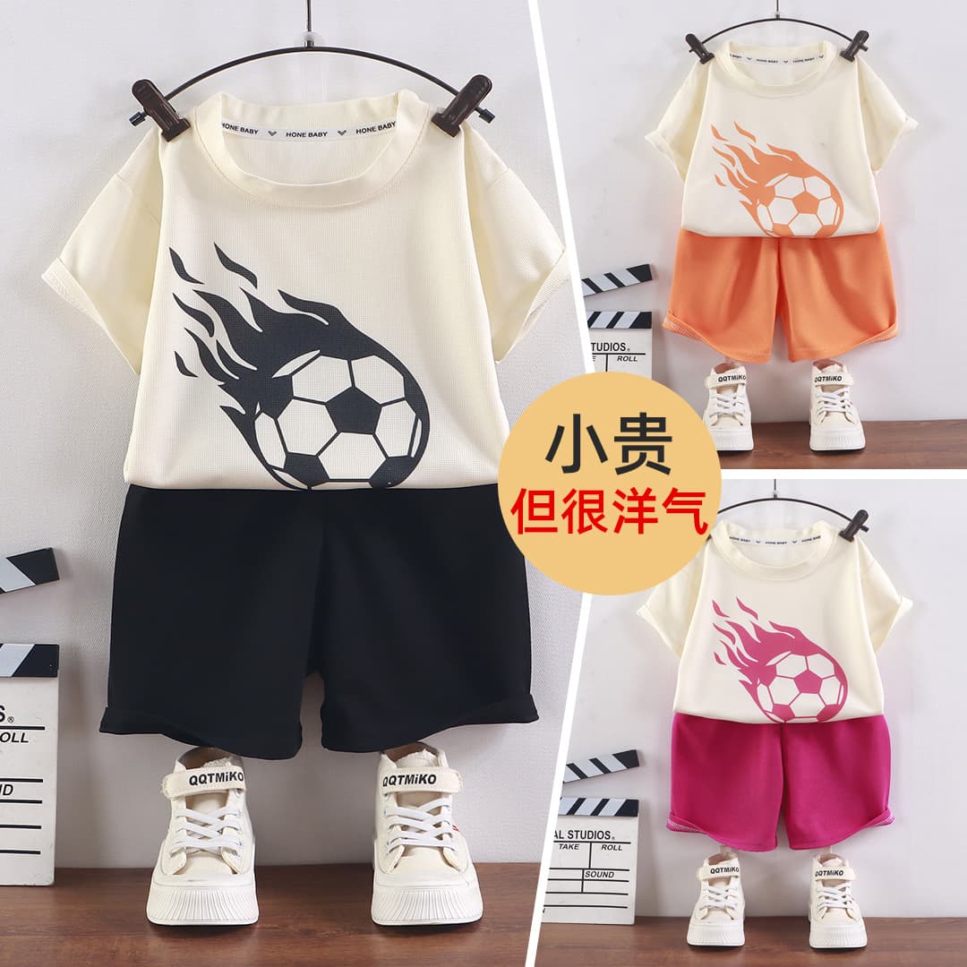 Children's Short Sleeve Shorts Pajama Set Summer Waffle Knit Short Set Wholesale New Style for Boys and Girls