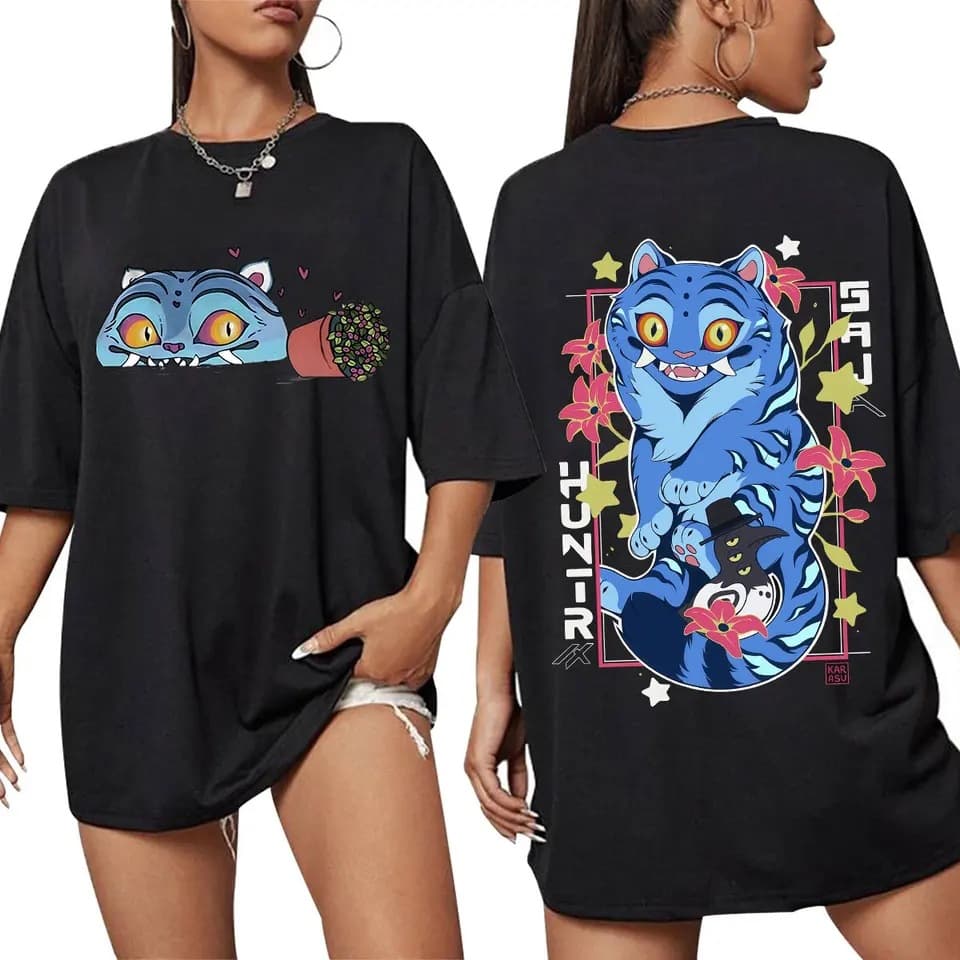KPop Demon Hunters Derpy Tiger Merch T Shirts Fashion Vintage