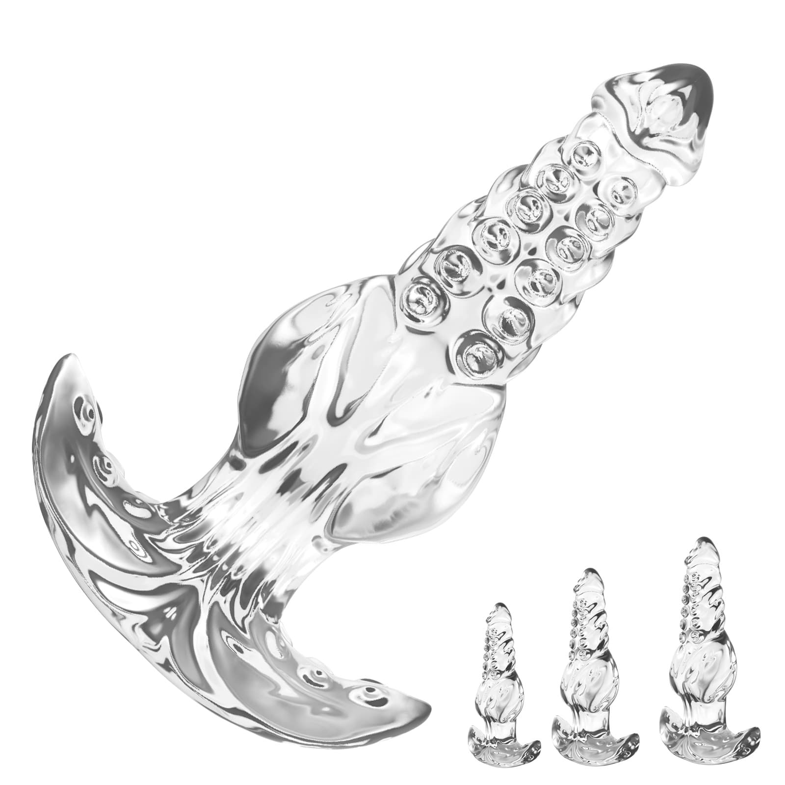 Transparent Thickened Large Anal Plug for Men and Women Dilator Masturbator Rosebud Massager Adult Anal Beads