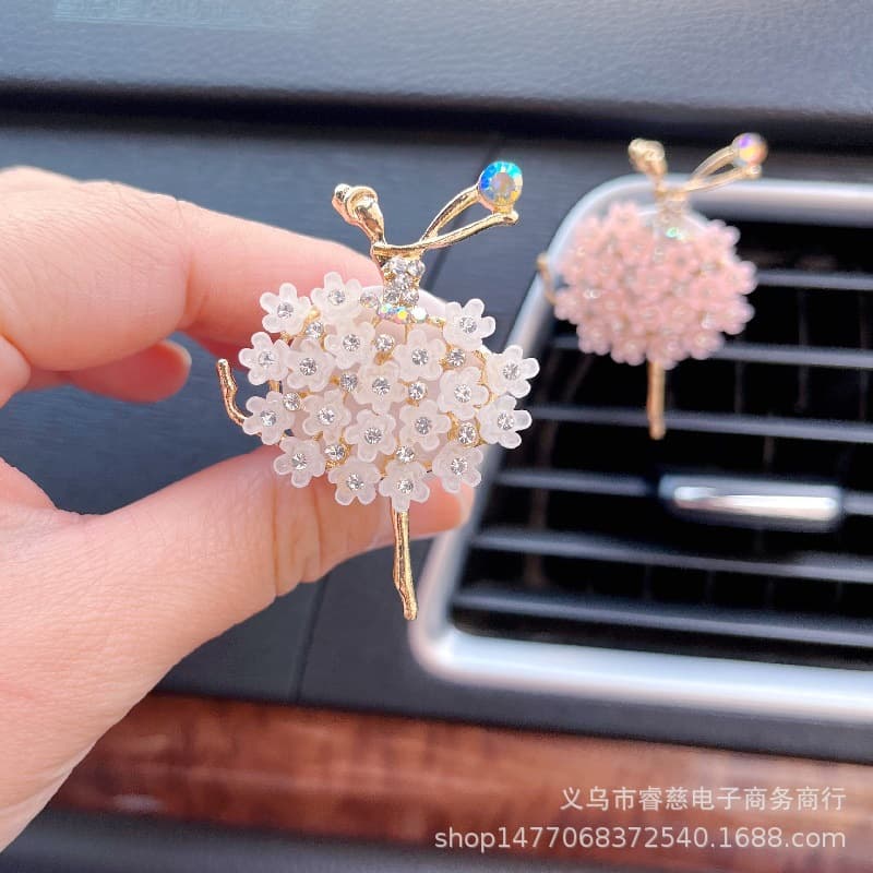 Ballet Girl Vent Clip Car Perfume Diamond-Embedded Creative Car Decorative Perfume Ornament