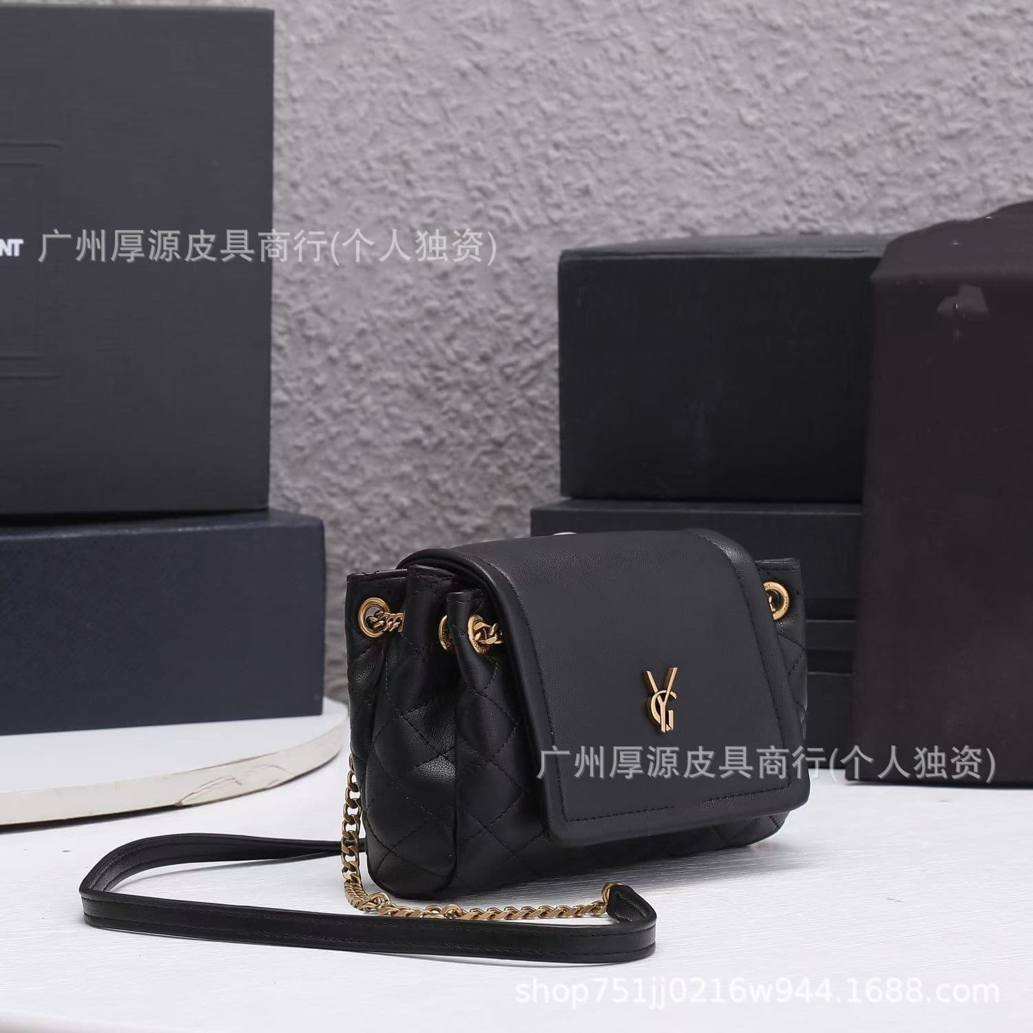 Cross-border New Style YSL Mini Nolita Chain Genuine Leather Women's Bag Vintage Quilted Shoulder Crossbody Bag
