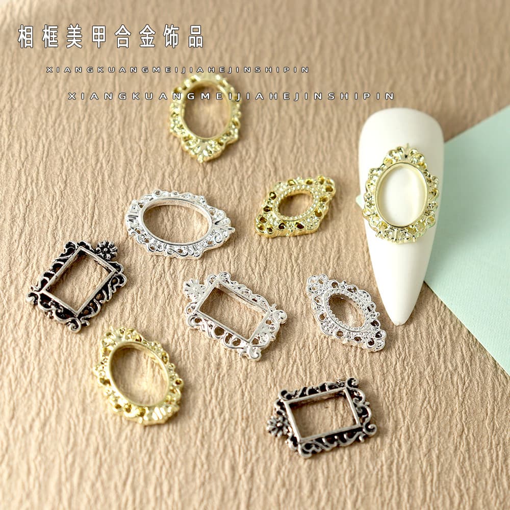 Vintage Frame Nail Art Retro Alloy Nail Decor Baroque Relief Nail Embellishments Handmade DIY Wholesale