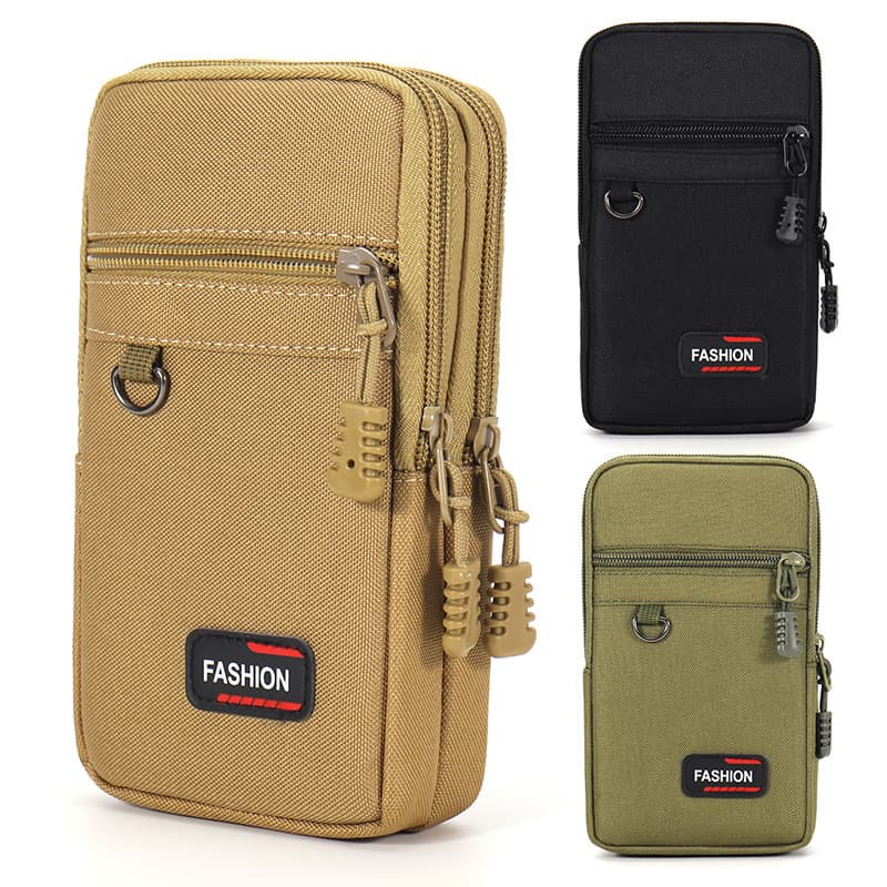 Multifunctional Oxford cloth mobile phone waist bag waterproof and wear-resistant men's belt mobile phone bag 6.5-7.2 inches slant hanging small bag