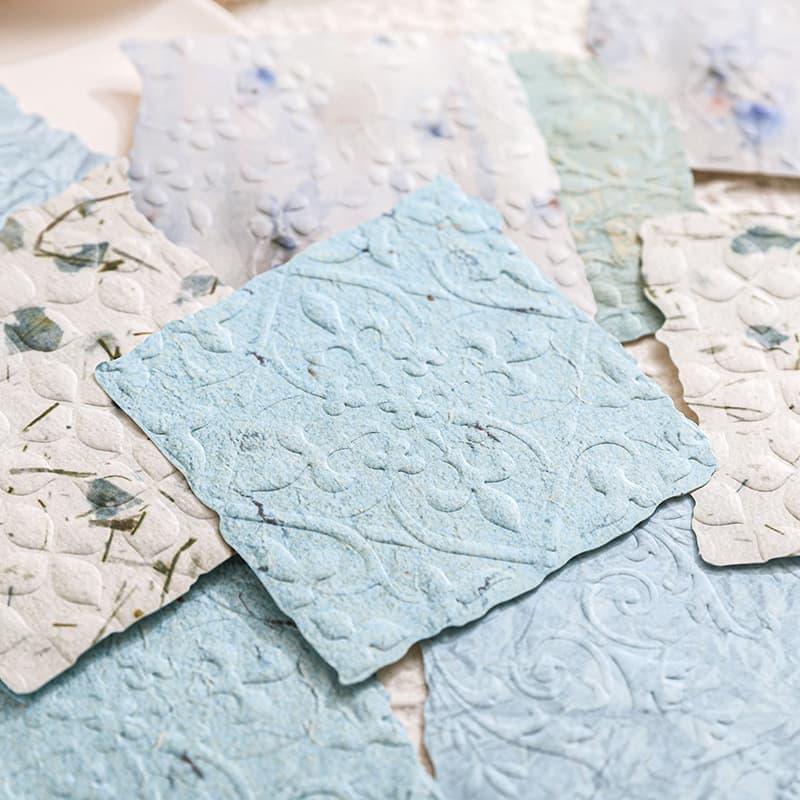 Paper Trace material paper, Floating Flowers Like Shadows series, European-style dual-material torn edge embossed lace base DIY, 20 sheets per pack.