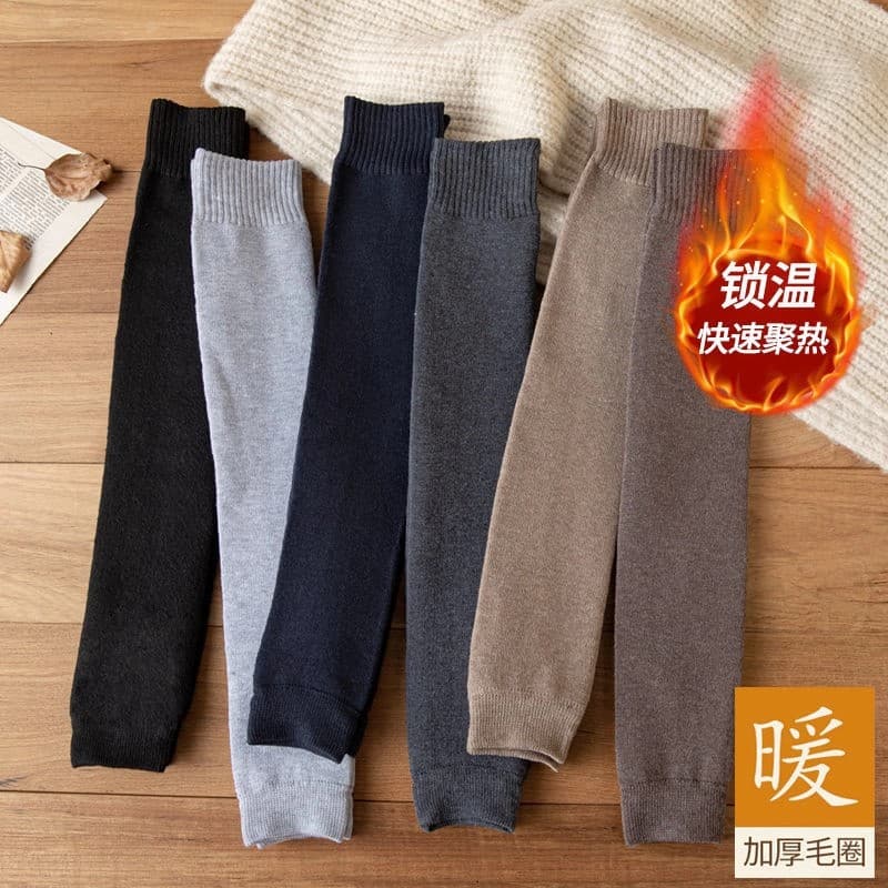 Knee-High Sock Cuffs for Women, Autumn/Winter Fleece Lined and Thickened Terry Loop Over-the-Knee Long Socks, Winter Cold Protection Warm Women's High Tube Socks