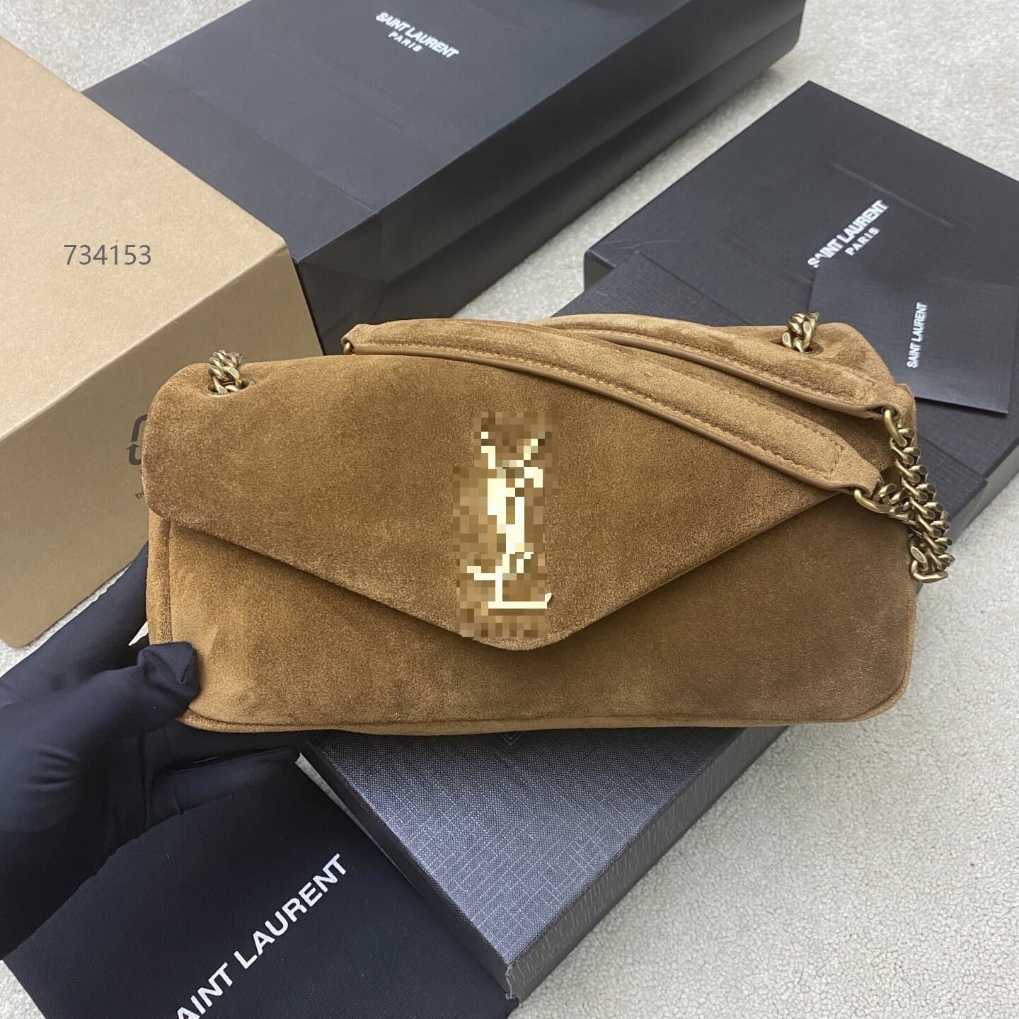 YSL Soft Bread New Light Luxury Textured Single-Shoulder Crossbody Bag, Chain Small Square Bag (Guangzhou Cross-Border Original Factory Leather)