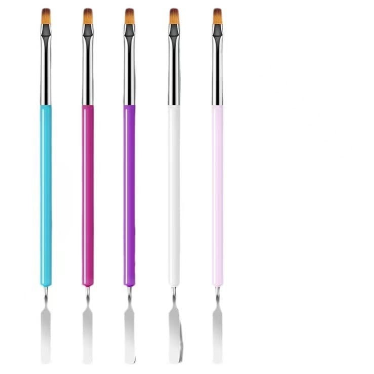 Double-head glue-taking steel push manicure brush universal light therapy stroke flower blooming gradual glue-taking paint pen factory direct sale