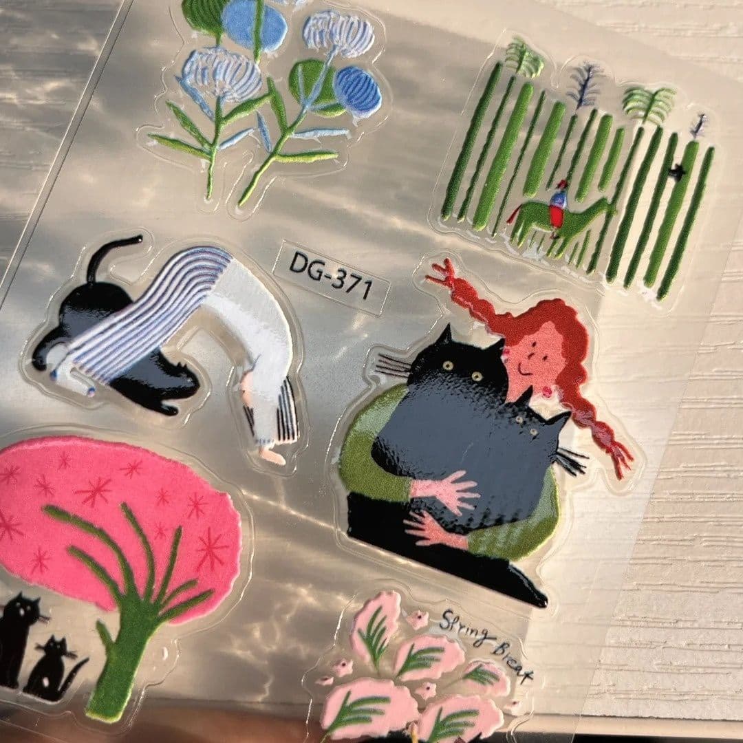 Korean cute ins style healing illustration jelly sticker cartoon little black cat diy computer phone case decoration sticker
