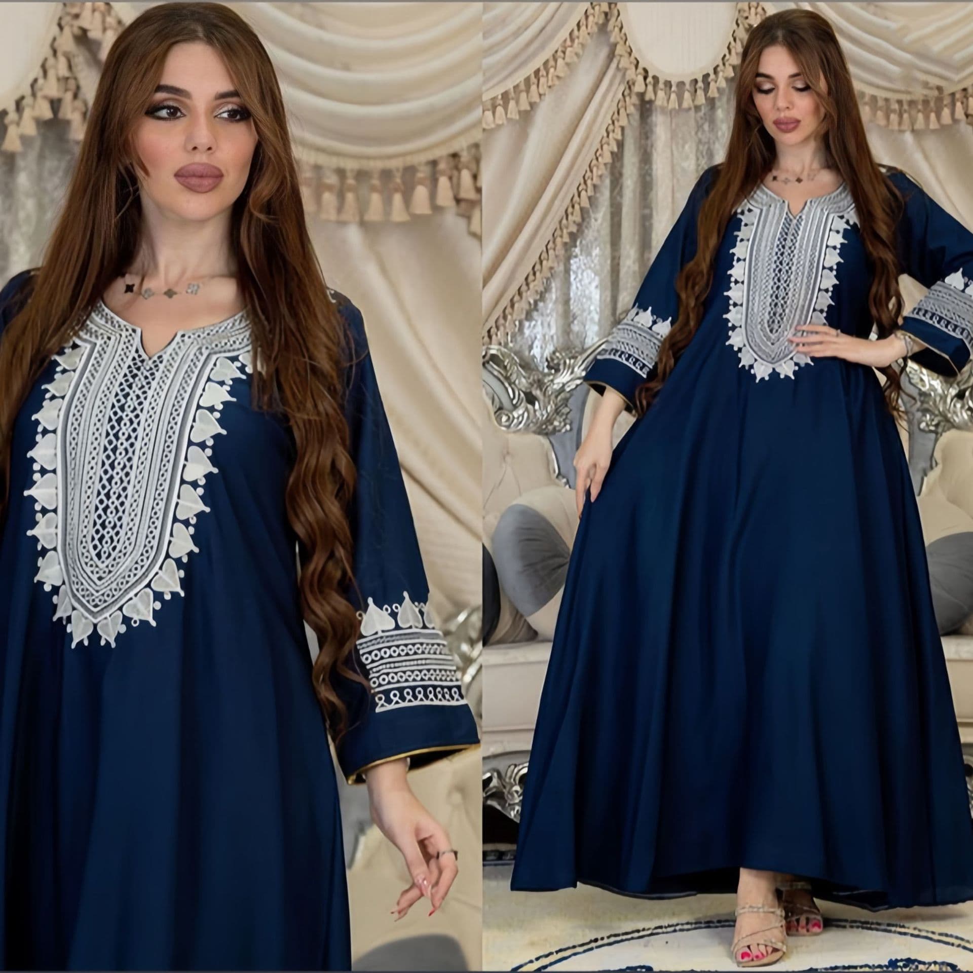 MT064 Women's Fashion Cross-Border New Dress Southeast Asian Embroidered Robe Dress Wholesale