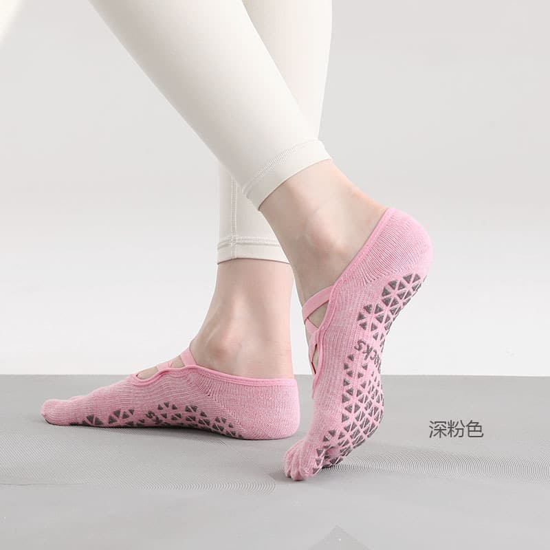 Five-Toe Yoga Socks Summer Sweat-Absorbing Breathable Pilates Socks Non-Slip Women's Finger Separator Strap Socks Wholesale
