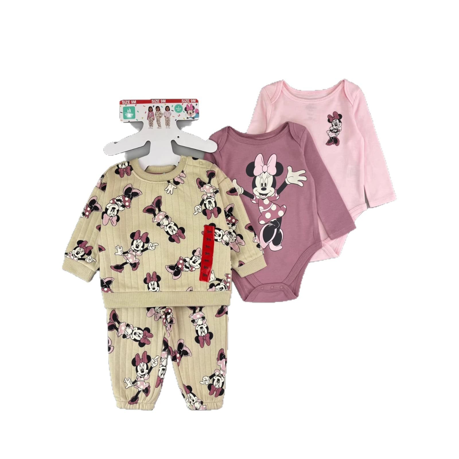 [Direct wholesale] Disney baby infant 4-piece set: hoodie, bodysuit, toddler 4pcs set