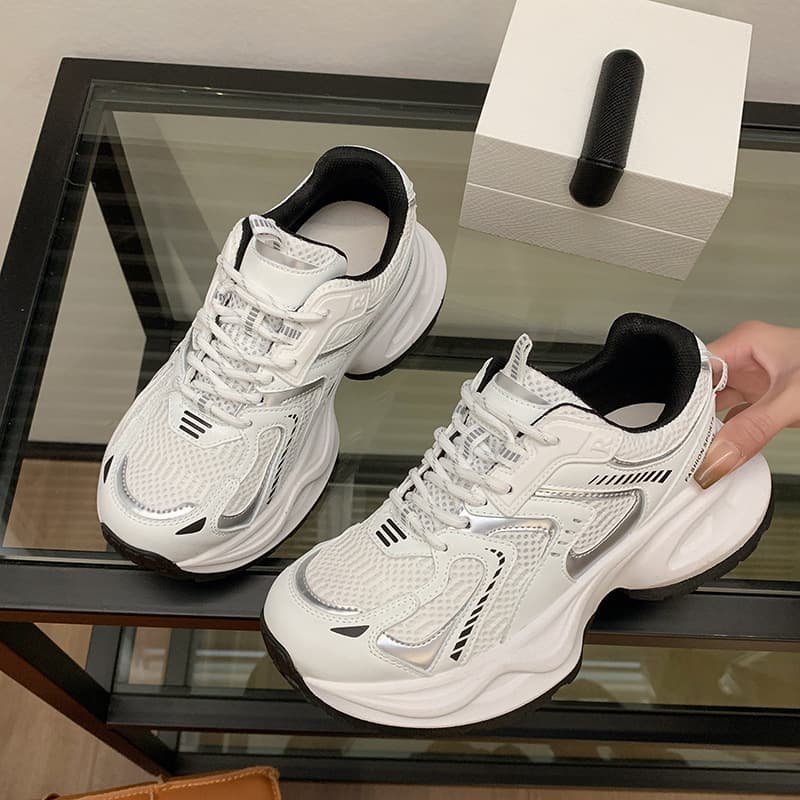 Trendy Women's Sneakers 2024 New Style Comfortable Versatile Breathable Mesh Platform White Casual Sports Shoes