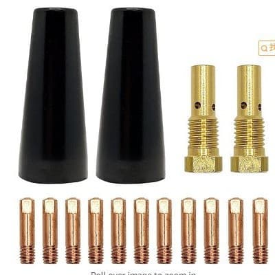 Teflon nozzle compatible with Century FC90 flux-cored wire feeder K3493-1 contact tip KP1939-1