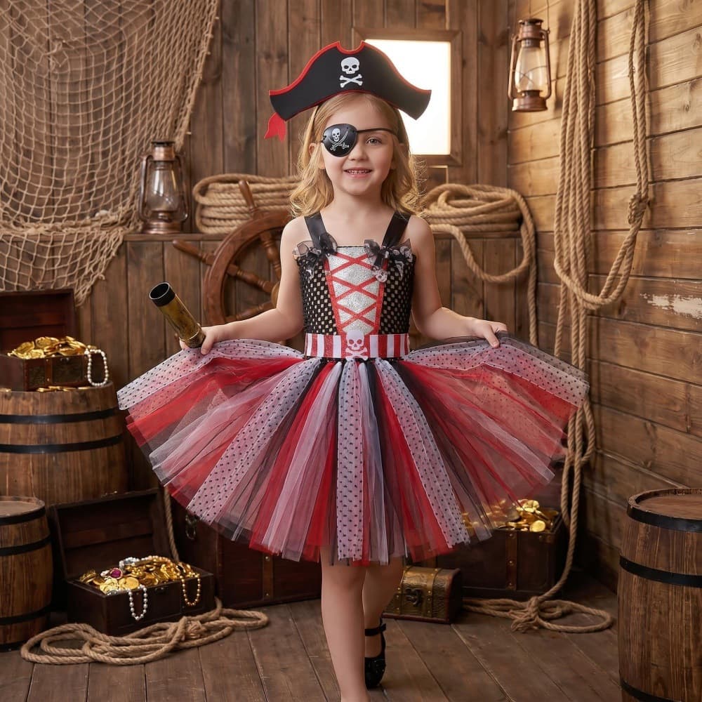 Halloween children's pirate costumes cosplay masquerade Pirates of the Caribbean cosplay tutu skirt