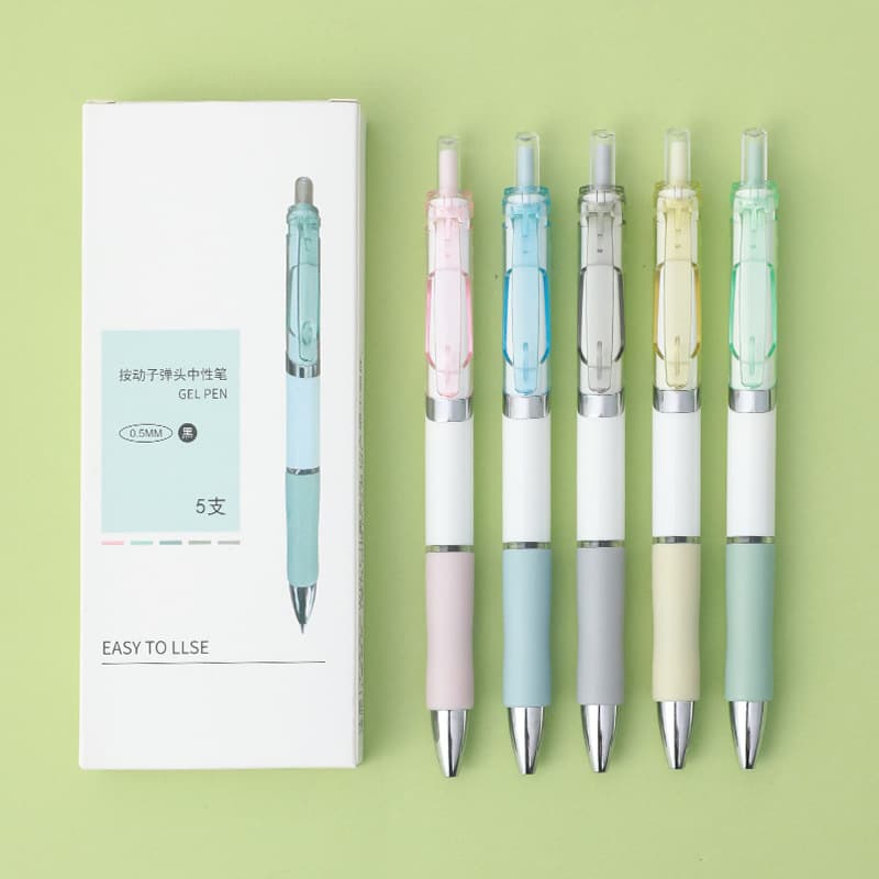 High-Aesthetic Retractable Gel Pen Student Stationery Morandi Exam Study Ins Custom Color Signing Pen Wholesale