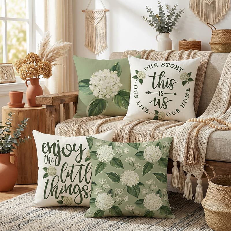 Cross-Border Hot Selling Text Floral Pillow Cover Modern Simple Sofa Back Cushion Bed Headrest Pillow Cover Wholesale