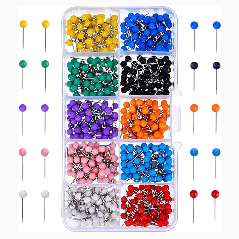 [Cross-border Special Supply] 500pcs Boxed Colored Thumbtacks Earth Pins Fishing Tackle Fixing Pins Line Set Accessories