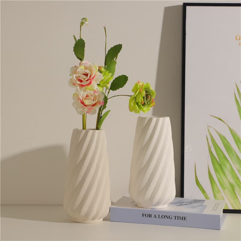 Nordic simple style ceramic vase ornaments white baked dried flowers flower arrangement home ins style high-looking ornaments