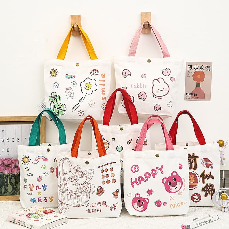 Canvas Tote Bag, Canvas Handbag, Gift Bag, Birthday Small Bag for Girls and Children, Kindergarten Canvas Bag