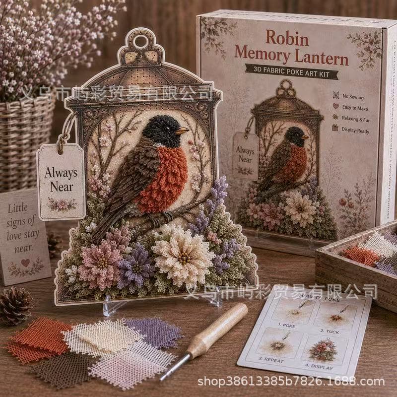 Hot Selling Funny New Personality Cute 3D Fabric Poke Art Lantern 3D Embroidery Lamp Set