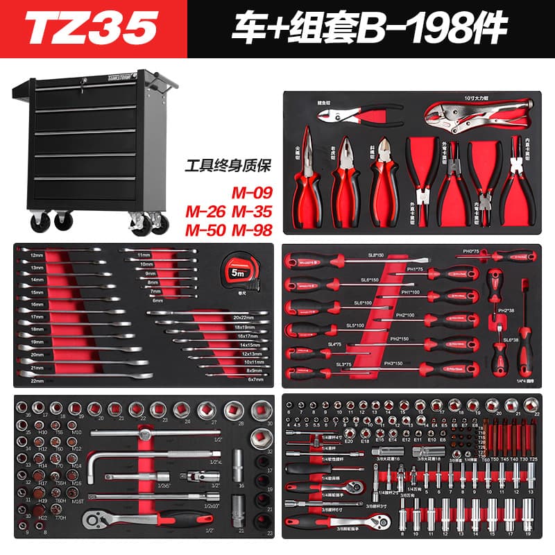 Heavy-Duty 5-Drawer Tool Cart with Wheels, Mobile Tool Cabinet for Auto Repair Shops and Workshops