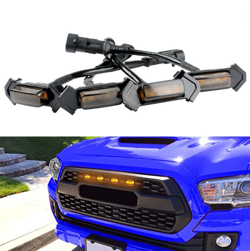 Suitable for Toyota Tacoma Tacoma TRD Pro front grille grille LED small yellow light modification accessories