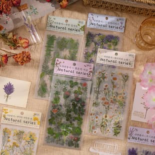 Yuezhen Nature Series Journal Sticker Pack PVC Plant Floral Vintage Decorative Paper Kids Scrapbook Stickers